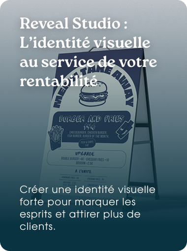 Conception d'une identité visuelle forte et menu design pour restaurant par Reveal Studio